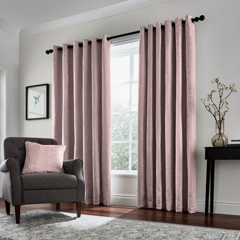 Roma Lined Eyelet Curtains in Rose Pink by Helena Springfield